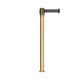 Montour Line Retractable Belt Fixed Stanchion, 2ft Pol.Brass Post  11ft. Dk Gry MX530F-PB-DGY-110